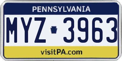 PA license plate MYZ3963