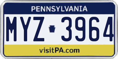 PA license plate MYZ3964