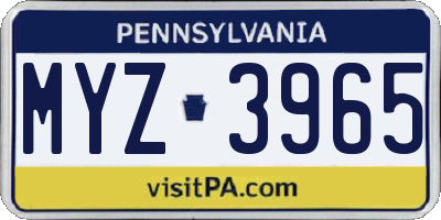 PA license plate MYZ3965
