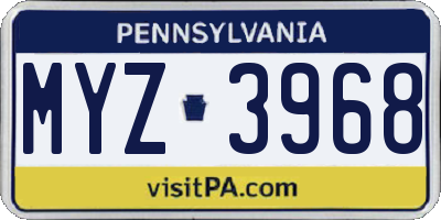 PA license plate MYZ3968