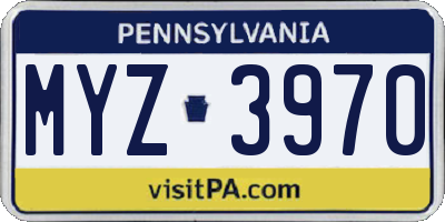 PA license plate MYZ3970