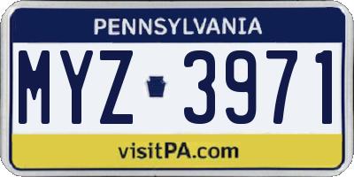 PA license plate MYZ3971