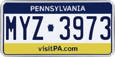 PA license plate MYZ3973