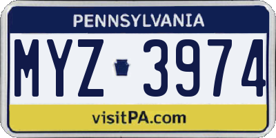 PA license plate MYZ3974