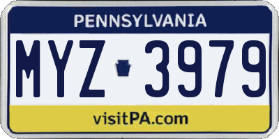 PA license plate MYZ3979