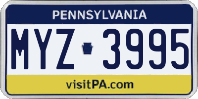 PA license plate MYZ3995