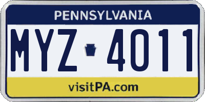 PA license plate MYZ4011