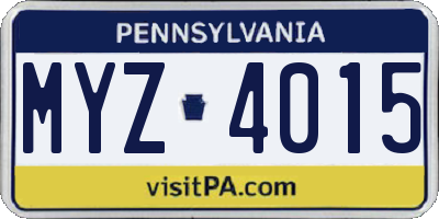 PA license plate MYZ4015