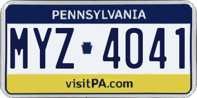 PA license plate MYZ4041
