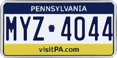 PA license plate MYZ4044
