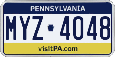 PA license plate MYZ4048