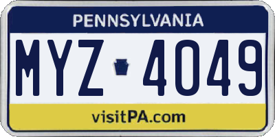 PA license plate MYZ4049