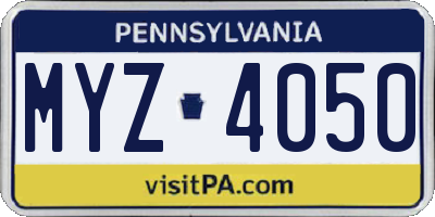 PA license plate MYZ4050