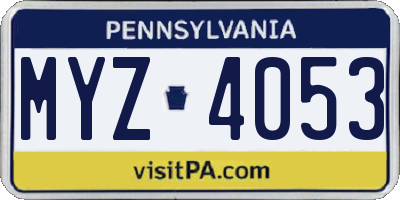 PA license plate MYZ4053