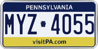 PA license plate MYZ4055