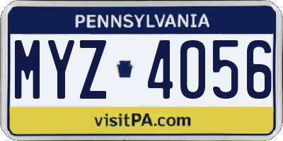 PA license plate MYZ4056