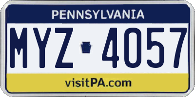 PA license plate MYZ4057