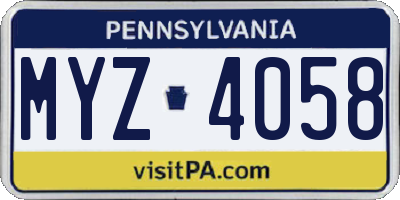 PA license plate MYZ4058