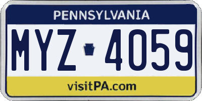 PA license plate MYZ4059