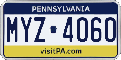 PA license plate MYZ4060