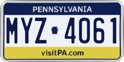 PA license plate MYZ4061