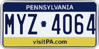 PA license plate MYZ4064