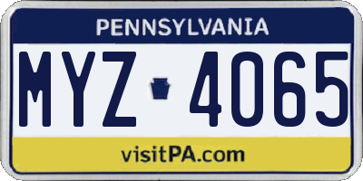 PA license plate MYZ4065