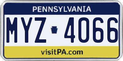 PA license plate MYZ4066