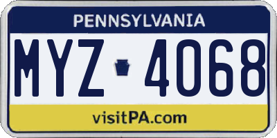 PA license plate MYZ4068