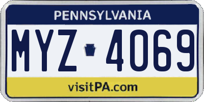 PA license plate MYZ4069