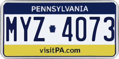 PA license plate MYZ4073