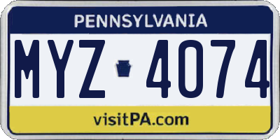 PA license plate MYZ4074