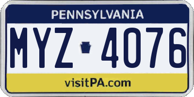 PA license plate MYZ4076
