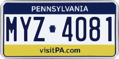 PA license plate MYZ4081