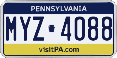 PA license plate MYZ4088