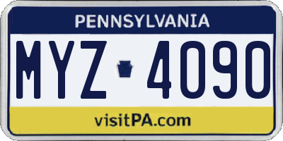 PA license plate MYZ4090