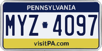 PA license plate MYZ4097