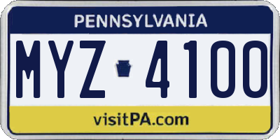 PA license plate MYZ4100
