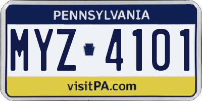 PA license plate MYZ4101