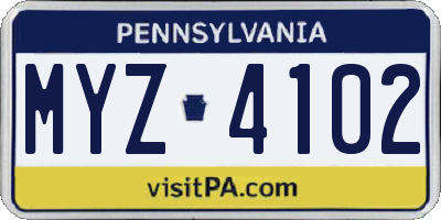 PA license plate MYZ4102