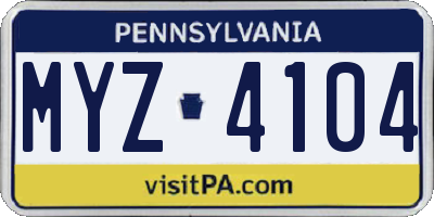 PA license plate MYZ4104