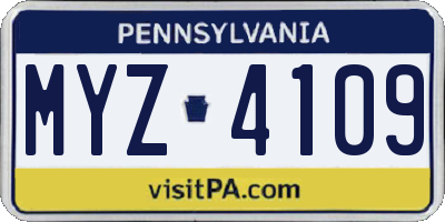 PA license plate MYZ4109