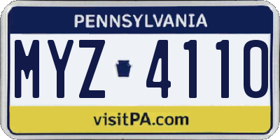 PA license plate MYZ4110