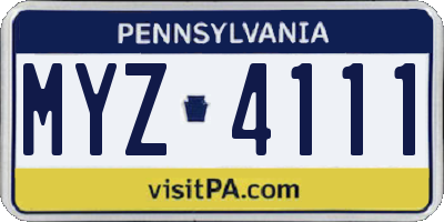 PA license plate MYZ4111