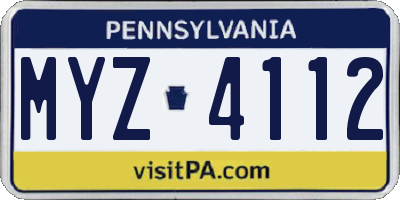 PA license plate MYZ4112