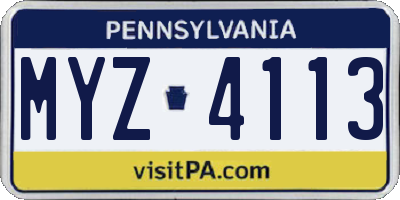 PA license plate MYZ4113