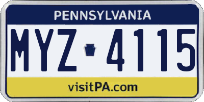 PA license plate MYZ4115