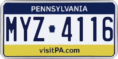 PA license plate MYZ4116