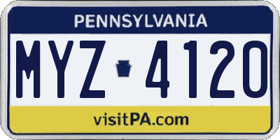PA license plate MYZ4120