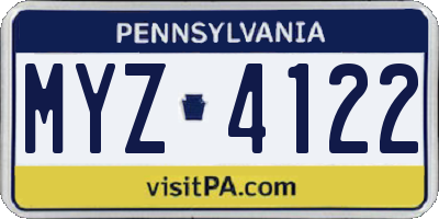 PA license plate MYZ4122